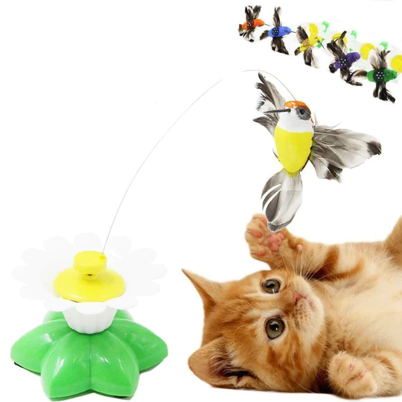bird automatic rotating cat teaser