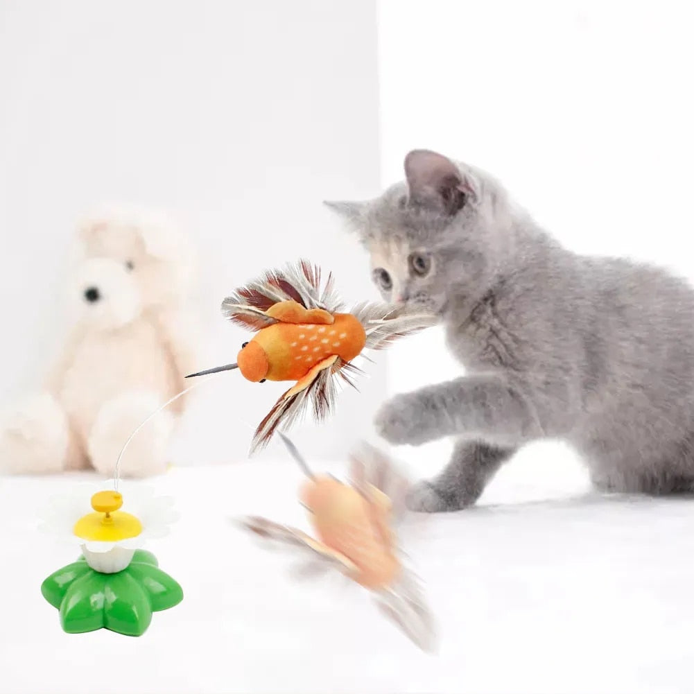 bird automatic rotating cat teaser